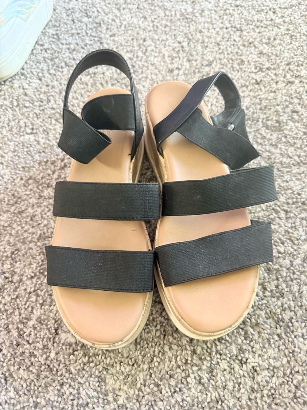Comfort Stretch Black Elastic Strap Sandals for Women